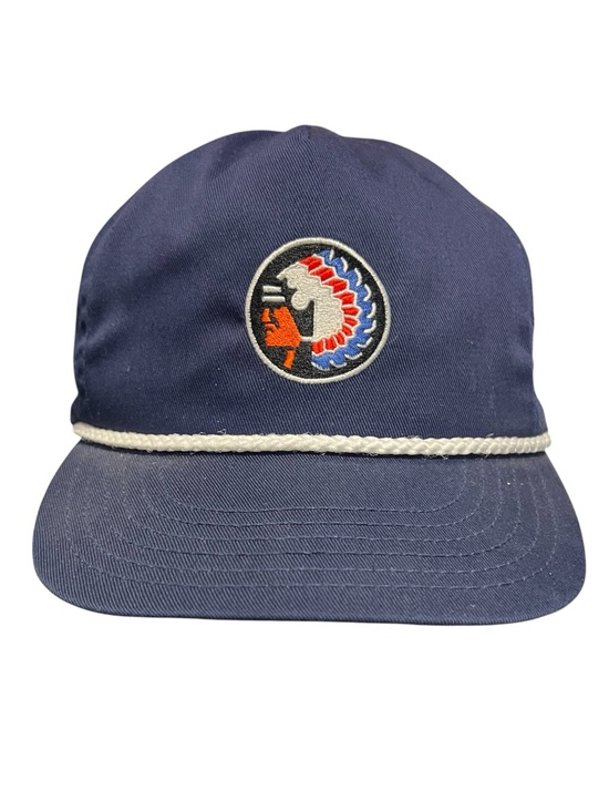 Other - Vtg navy blue rope hat with circular embroidered Native American patch